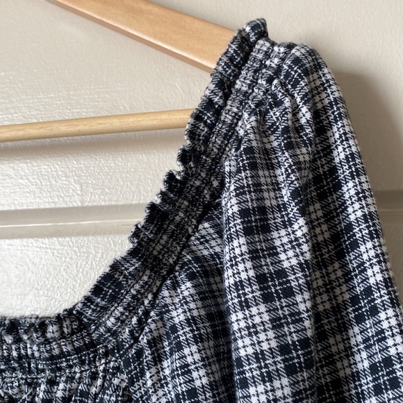 AE Plaid Long-Sleeve Smocked Mini Dress Size SP - Picture 7 of 11